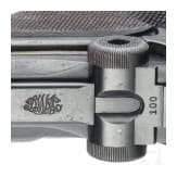 A Luger pistol Mod. 04 (1906) by DWM, 1st pattern ("non altered safety"), with holster