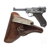 Pistole 08, DWM, "First Issue", Bayern, ohne Kammerfang mit Koffertasche "AWM2"