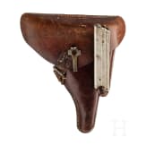 Pistole 08, DWM, "First Issue", Bayern, ohne Kammerfang mit Koffertasche "AWM2"