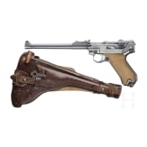 An Artillery Luger by DWM, 1917, with shoulder stock and holser