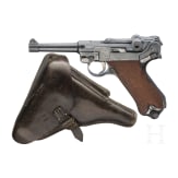 A Luger pistol by DWM, 1918, "Lazy S Death's Head", with holster