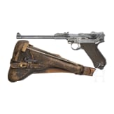 An Artillery Luger by Erfurt, 1914, with holster and shoulder stock