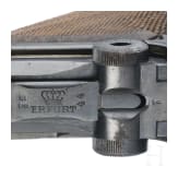 A Luger pistol by Erfurt, 1917, two matching magazines, with holster