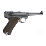 A Luger pistol by Erfurt, 1918/1920, Reichswehr, police, both safeties, two matching magazines, holster