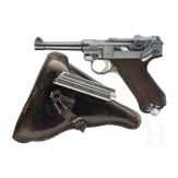 Pistole 08, Mauser, Code "1936 - S/42", zwei Magazine, Koffertasche