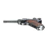 A Luger pistole by Mauser, code "1938 - S/42", 2 matching magazines, holster; Kriegsmarine