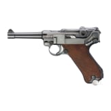 A Luger pistole by Mauser, code "1938 - S/42", 2 matching magazines, holster; Kriegsmarine