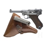 A "K&uuml;" marked Luger pistol by Mauser, code "41 - byf", 2 matching mags, holster; Luftwaffe