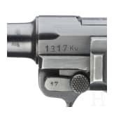 A "K&uuml;" marked Luger pistol by Mauser, code "41 - byf", 2 matching mags, holster; Luftwaffe
