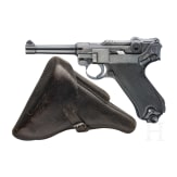 Pistole 08, Mauser, Code "42 - byf" mit SS/Totenkopf und Koffertasche