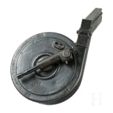 A snail drum magazine, first pattern, for a Luger pistol, by AEG in Berlin