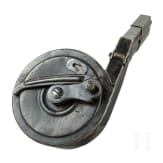 A snail drum magazine, new pattern, for a Luger pistol, by Bing in Nuremberg, with dust cover