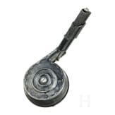A snail drum magazine, new pattern, for a Luger pistol, by Bing in Nuremberg; with MP adapter