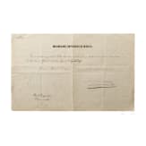 Kaiser Maximilian I. von Mexiko (1832 - 1867) - eigenh&auml;ndig signierte Verleihungsurkunde zum Offizierskreuz des Ordens Imperial de Guadalupe vom 7. August 1865