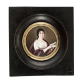 Miniaturportrait einer jungen Frau mit Brief, Paris/Frankreich, um 1810