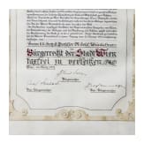 Hofrat Prof. Dr. Josef Weinlechner - prunkvolle Urkunde zur Verleihung des B&uuml;rgerrechts, datiert 1904