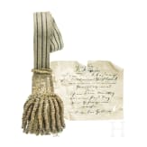Portepee mit Notiz der Erbeutung, &Ouml;sterreich, datiert 1809