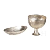 A Sasanian silver goblet and bowl, 6th - 7th century A.D.
