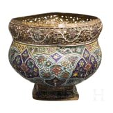 A partially gilt bronze and polychrome enamel bowl, Kashmir, circa 1900