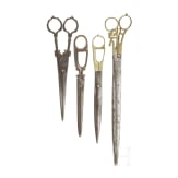 Four Ottoman/Persian pairs of calligraphy scissors, 19th century