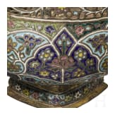 A partially gilt bronze and polychrome enamel bowl, Kashmir, circa 1900