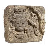 Relief mit dem Kopf des Bodhisattva, Java, Indonesien, 9. Jhdt.