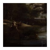Jan van Kessel (1641-80) - Waldlandschaft mit Hirschjagd am Fluss, Amsterdam, 17. Jhdt.