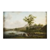 Christian Georg Schütz the Elder - Romantic Rhine Landscape with Staffage, German, 18th century