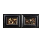 A pair of small Flemish paintings in the manner of Jan Steen, 19th century
