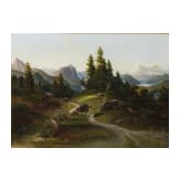 Alois Bach - Bayerische Berglandschaft, deutsch, datiert Juni 1866