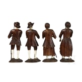 Four ivory and lime wood figures of beggars, attributed to Veit Grauppensberg (1698 - 1774 Bamberg), 18th century
