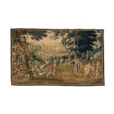 A large Flemish tapestry depicting a genre scene with bowling players, 17th century