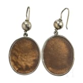 A pair of goldstone (aventurin glass) earrings with micro-mosaic inlays