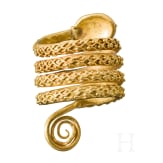 A golden snake ring in antique Roman style, 20th century