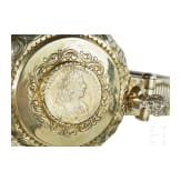 A large Russian silver-gilt lid tankard with coin of Peter II, Moscow, Grigory Ivanov Serebryanikov (Master 1745 - 1768), circa 1750
