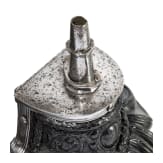 An exceptional Italian boiled-leather powder flask, circa 1580