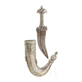 A silver and nickel-silver mounted Yemenite djambia, 20th century