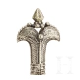 A silver and nickel-silver mounted Yemenite djambia, 20th century