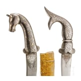 Two Indian khanjars with silver-damascened decoration, 20th century