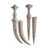 Two Indian silver-damascened daggers, 20th century