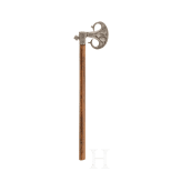 An Indian iron carved battle axe, 18th century