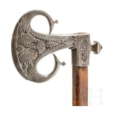An Indian iron carved battle axe, 18th century