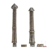 Two silver-mounted Burmese dhas, circa 1900