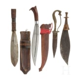 Four Asian and African knives, circa 1900 and later