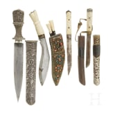 A Nepalese Khukuri, Dughti and two small knives, circa 1900