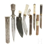 A Nepalese Khukuri, Dughti and two small knives, circa 1900