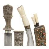 A Nepalese Khukuri, Dughti and two small knives, circa 1900
