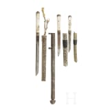 Two lothi, a Tibetan knife and a Chinese scabbard, 19th century