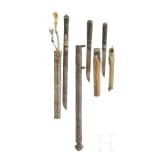Two lothi, a Tibetan knife and a Chinese scabbard, 19th century