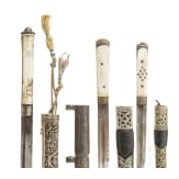 Two lothi, a Tibetan knife and a Chinese scabbard, 19th century